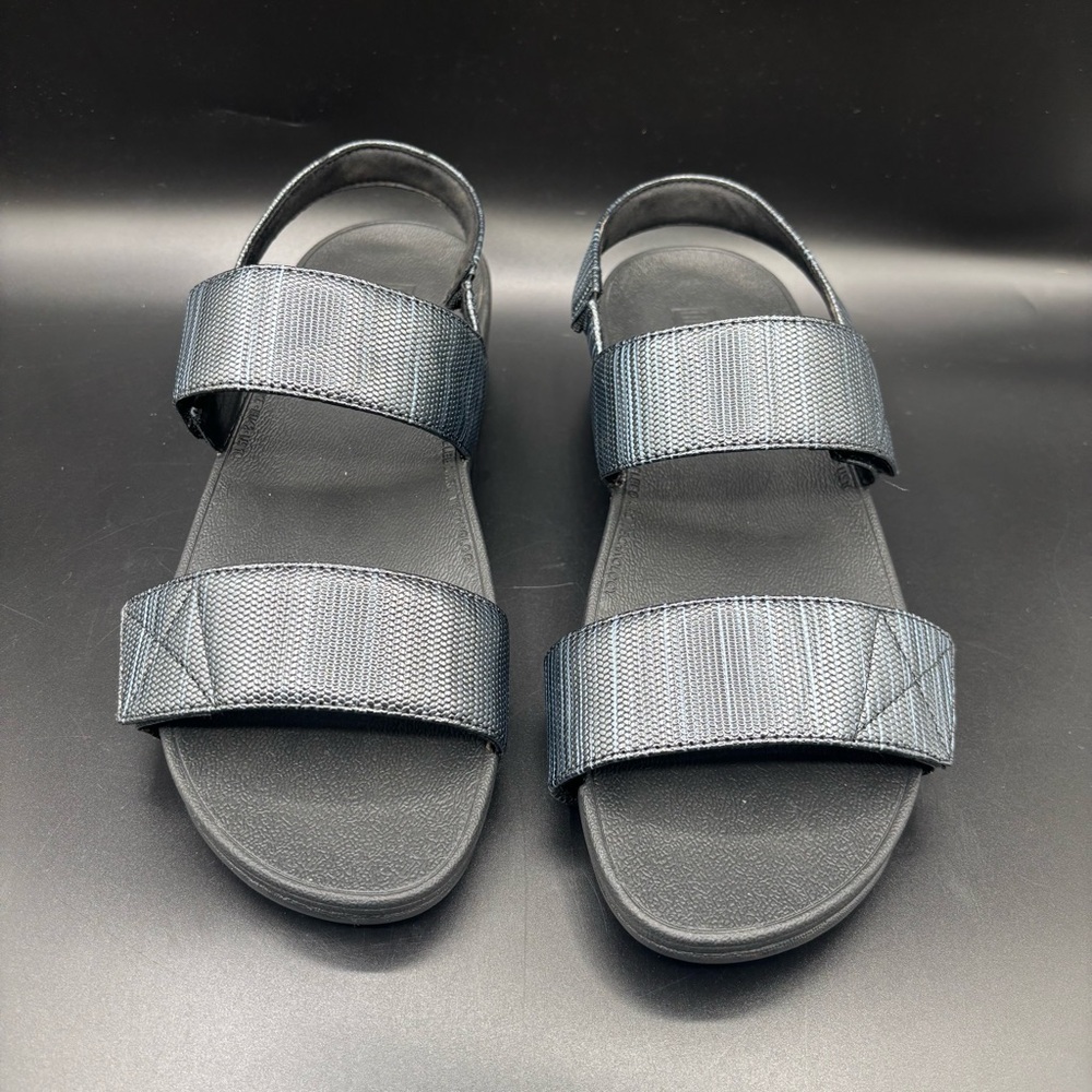 Fitflop Mina Textured Back Strap Sandals Blue Black Size 10‎